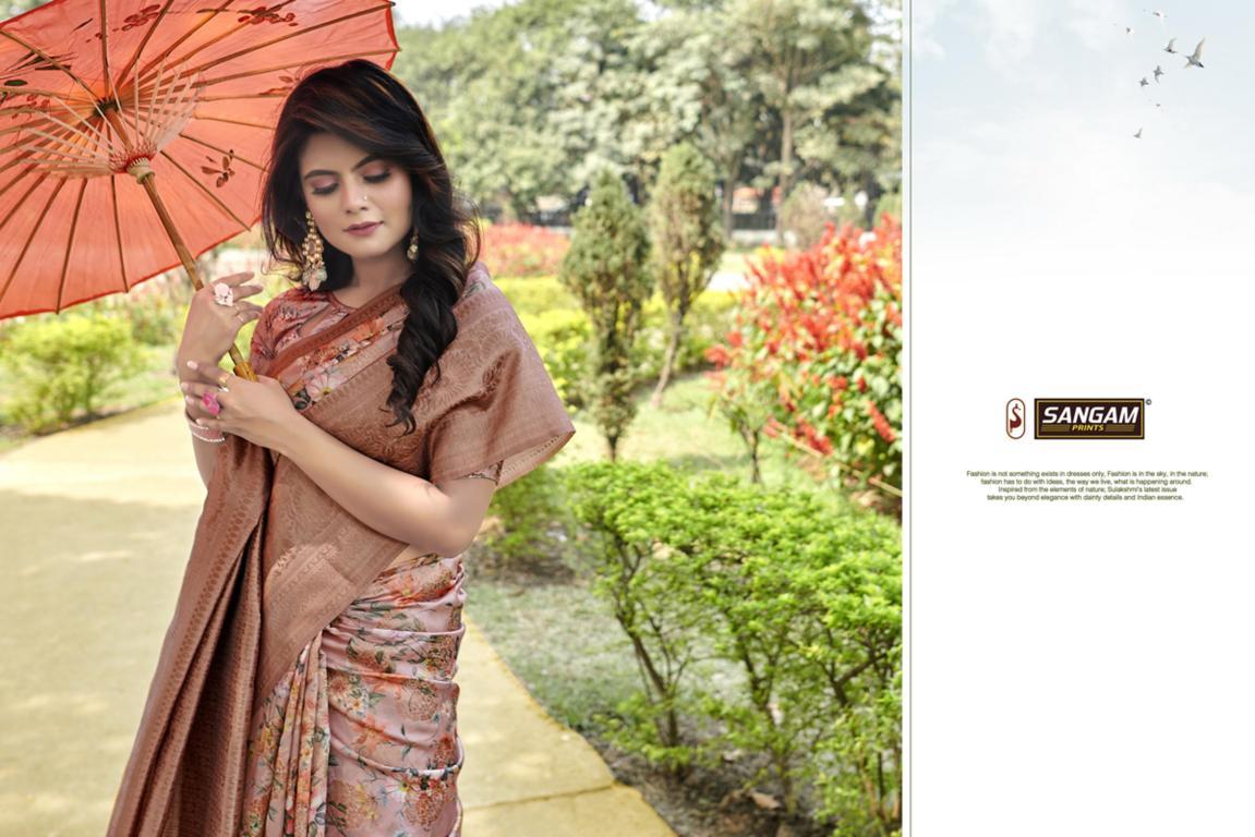 Sangam Elegance Latest Fancy Designer Festive Wear Heavy Pure Linen  Silk Digital Printed Sarees Collection 